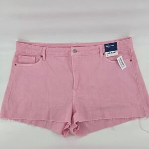 Old Navy Pink OG‎ Straight High Rise Denim Shorts Frayed Hem Size 22 New